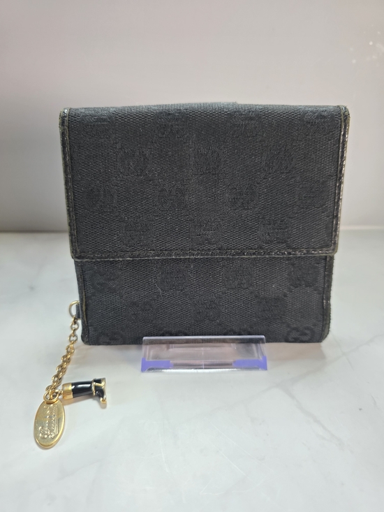 Gucci Handbags - Authentic Gucci GG Canvas French Wallet w/ Signature Boot Charm | Black
